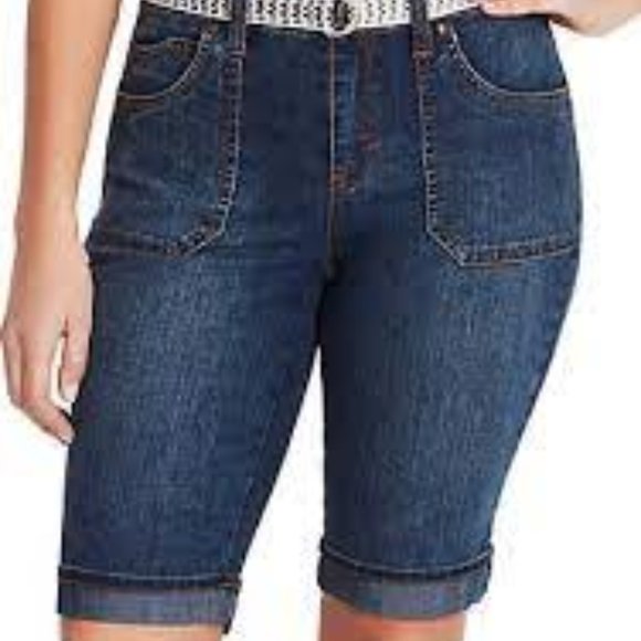 Gloria Vanderbilt Pants - Gloria Vanderbilt Women's Stretch Mid Rise Mia Bermuda Short Blue Size 18